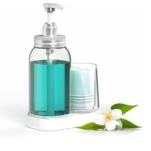 25oz Mouthwash Pump Bottle with Cup Holder